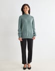 Ella J Merino Bateau Jumper, Moss product photo View 03 S