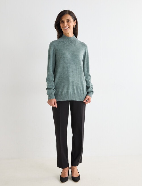 Ella J Merino Bateau Jumper, Moss product photo View 03 L