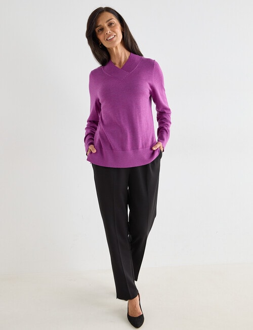 Ella J Merino Crossover Jumper, Pansy product photo View 03 L