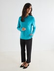 Ella J Merino Crossover Jumper, Turquoise product photo View 03 S