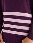 Ella J Merino Bateau Jumper, Grape/Pink product photo View 05 S