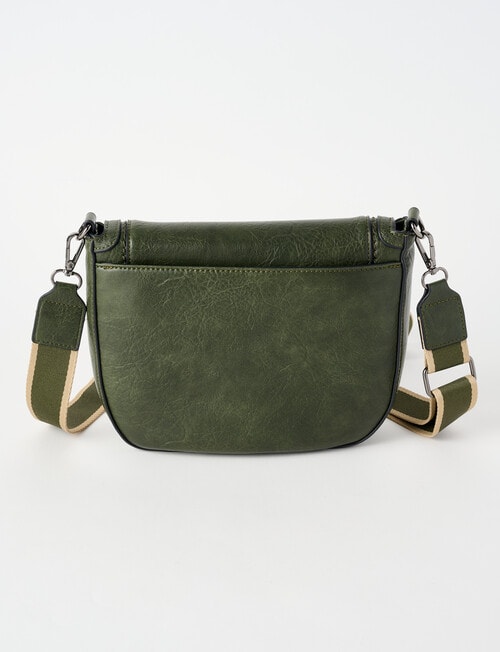 Pronta Moda Saddle Stitch Crossbody Bag, Olive product photo View 02 L