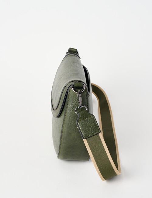 Pronta Moda Saddle Stitch Crossbody Bag, Olive product photo View 04 L