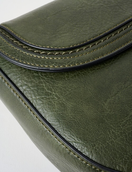 Pronta Moda Saddle Stitch Crossbody Bag, Olive product photo View 05 L