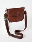 Pronta Moda Saddle Stitch Crossbody Bag, Tan product photo
