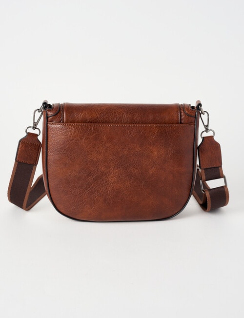Pronta Moda Saddle Stitch Crossbody Bag, Tan product photo View 02 L