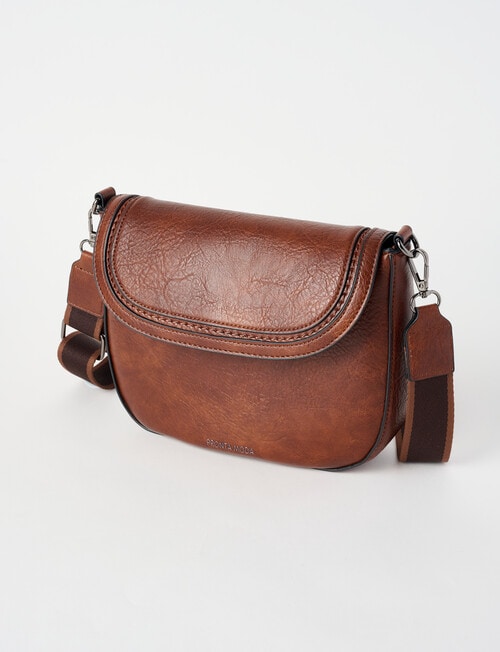 Pronta Moda Saddle Stitch Crossbody Bag, Tan product photo View 03 L