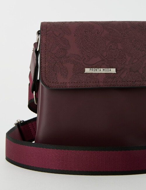 Pronta Moda Paisley Flap Crossbody Bag, Merlot product photo View 03 L