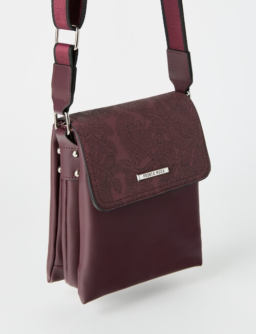 Pronta Moda Paisley Flap Crossbody Bag, Merlot product photo View 04 L