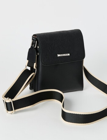 Pronta Moda Paisley Flap Crossbody Bag, Black product photo