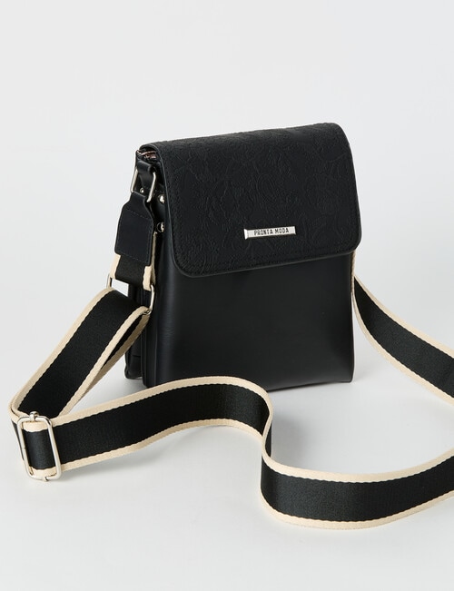 Pronta Moda Paisley Flap Crossbody Bag, Black product photo