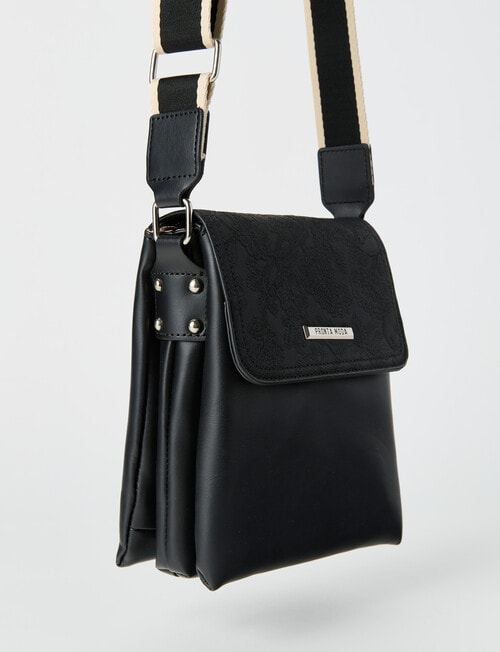 Pronta Moda Paisley Flap Crossbody Bag, Black product photo View 04 L