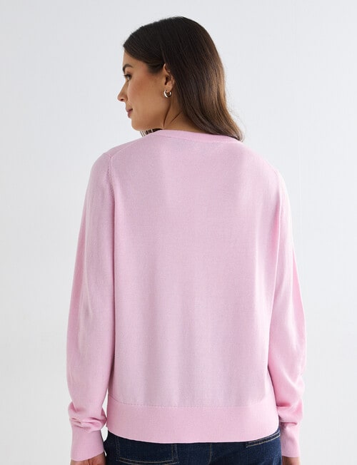 North South Merino Blend Cardigan, Sweet Pink Marle product photo View 02 L