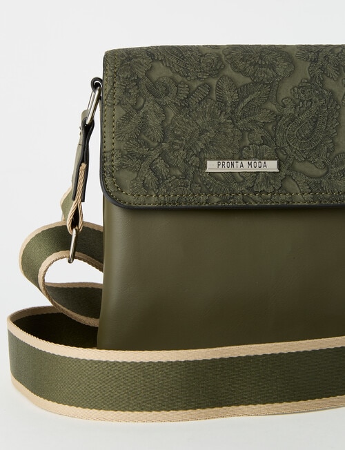 Pronta Moda Paisley Flap Crossbody Bag, Olive product photo View 03 L