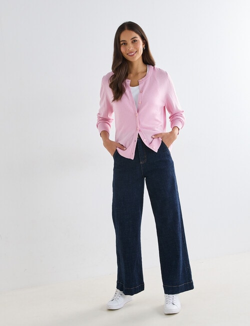 North South Merino Blend Cardigan, Sweet Pink Marle product photo View 03 L