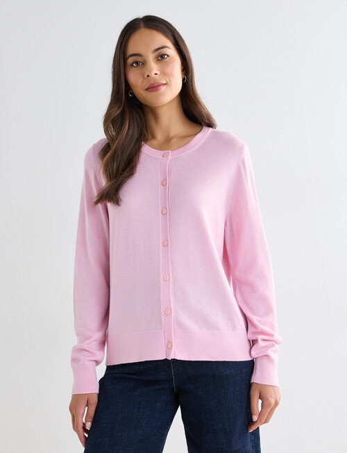 North South Merino Blend Cardigan, Sweet Pink Marle product photo View 05 L