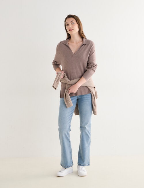 North South Merino Blend Polo Shirt, Pebble Melange product photo View 03 L