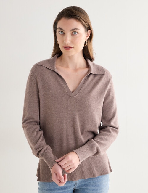 North South Merino Blend Polo Shirt, Pebble Melange product photo View 05 L