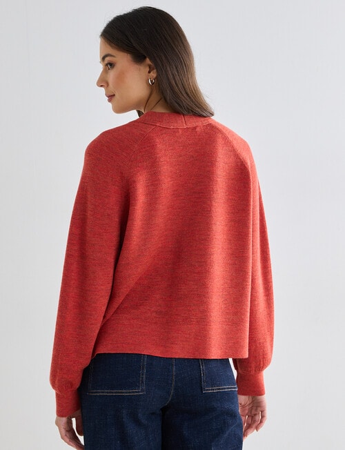 North South Merino Cropped Cardigan, Sienna product photo View 02 L