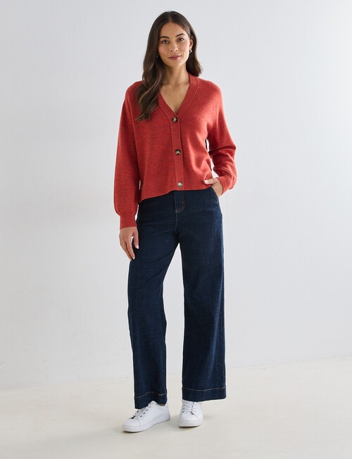 North South Merino Cropped Cardigan, Sienna product photo View 03 L