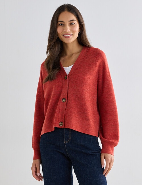 North South Merino Cropped Cardigan, Sienna product photo View 05 L