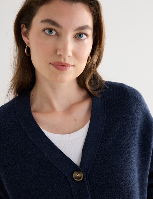 North South Merino Cropped Cardigan, Night Sky product photo View 04 L