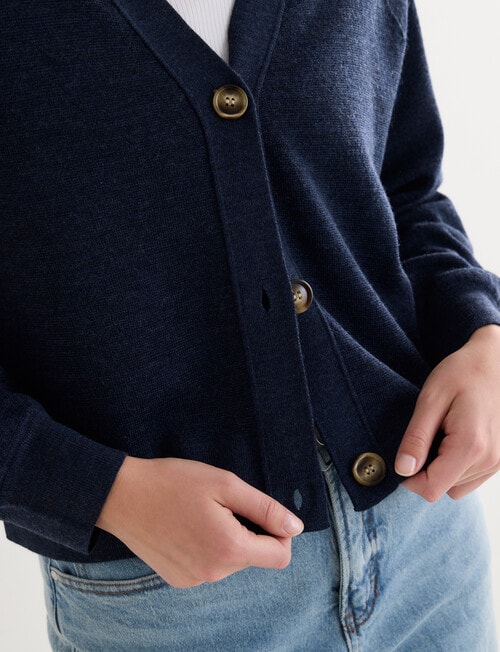 North South Merino Cropped Cardigan, Night Sky product photo View 05 L