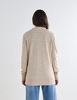 North South Merino Medium Length Cardigan, Biscuit Melange product photo View 02 S