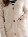 North South Merino Medium Length Cardigan, Biscuit Melange product photo View 05 S