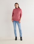 North South Merino Mock Neck Rib Sweater, Carmine Marle product photo View 03 S