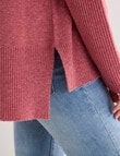 North South Merino Mock Neck Rib Sweater, Carmine Marle product photo View 05 S