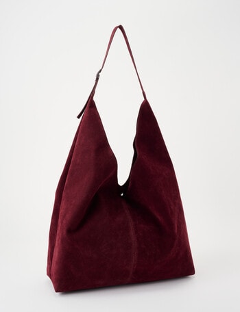 Whistle Faux Suede Tote Bag, Cherry Lacquer product photo