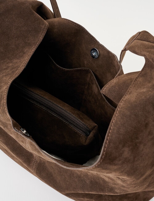 Whistle Faux Suede Tote Bag, Espresso product photo View 05 L