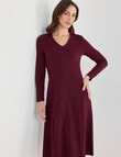 Oliver Black Knit Textured V-Neck Dress, Burgundy product photo