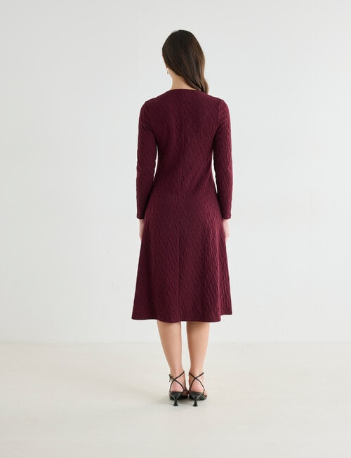 Oliver Black Knit Textured V-Neck Dress, Burgundy product photo View 02 L