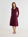 Oliver Black Knit Textured V-Neck Dress, Burgundy product photo View 03 S
