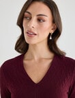 Oliver Black Knit Textured V-Neck Dress, Burgundy product photo View 04 S