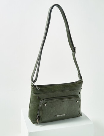 Pronta Moda Zip Pocket Crossbody Bag, Olive product photo