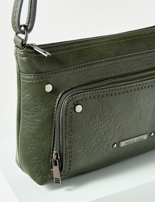 Pronta Moda Zip Pocket Crossbody Bag, Olive product photo View 02 L