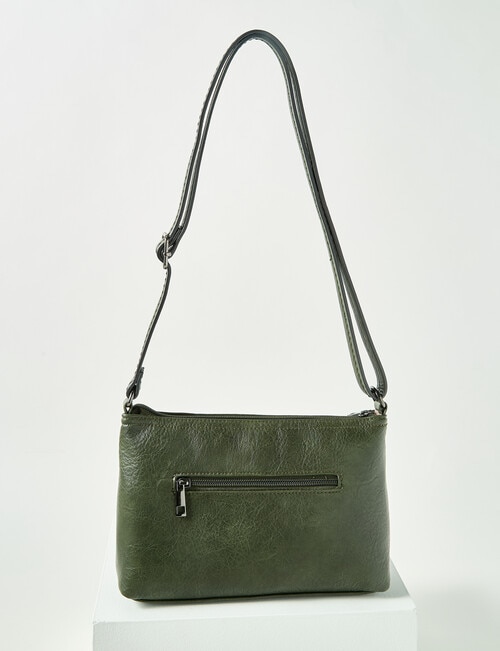 Pronta Moda Zip Pocket Crossbody Bag, Olive product photo View 03 L