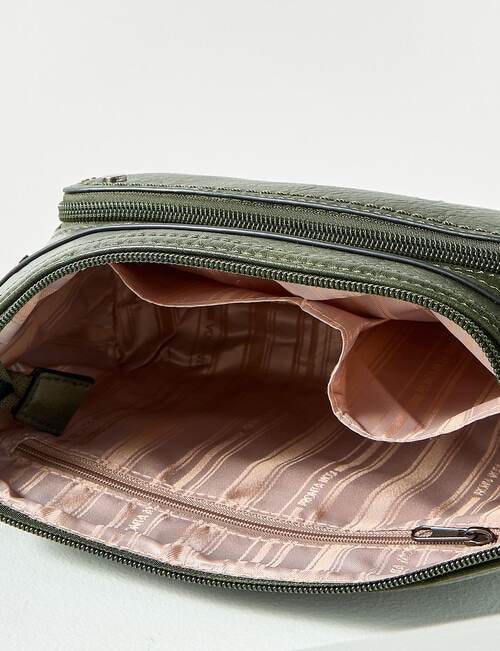Pronta Moda Zip Pocket Crossbody Bag, Olive product photo View 05 L