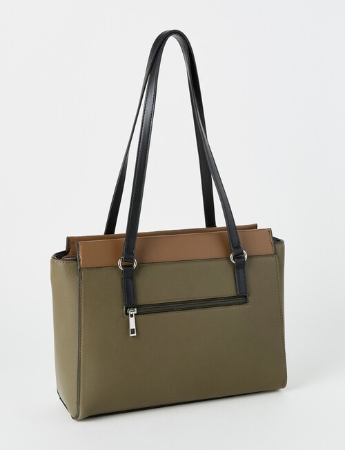 Pronta Moda Mama Tri-Colour Tote Bag, Olive, Black & Brown product photo View 02 L