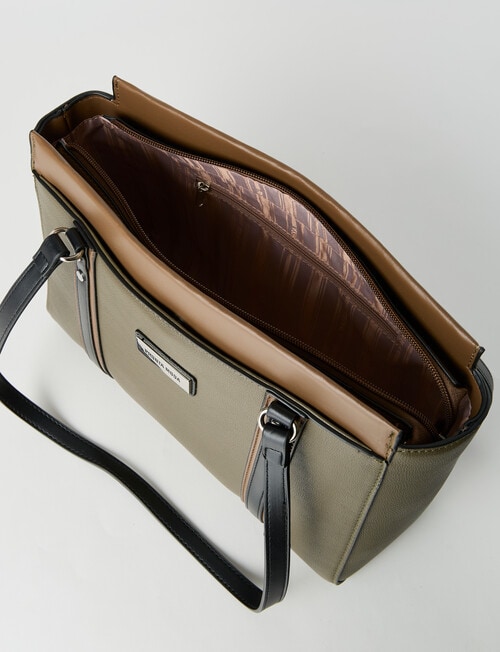 Pronta Moda Mama Tri-Colour Tote Bag, Olive, Black & Brown product photo View 04 L