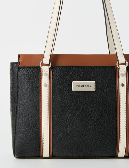 Pronta Moda Mama Tri-Colour Tote Bag, Black, Brown & Cream product photo View 03 L