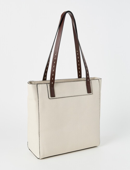 Pronta Moda Saddle Stitch Tote Bag, Stone product photo View 02 L