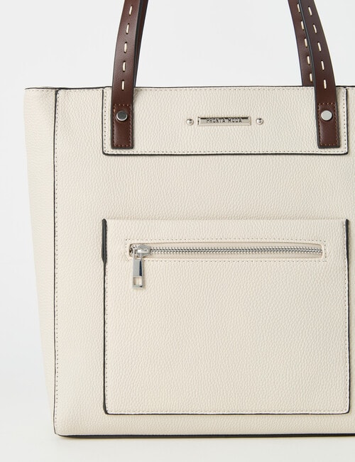 Pronta Moda Saddle Stitch Tote Bag, Stone product photo View 03 L