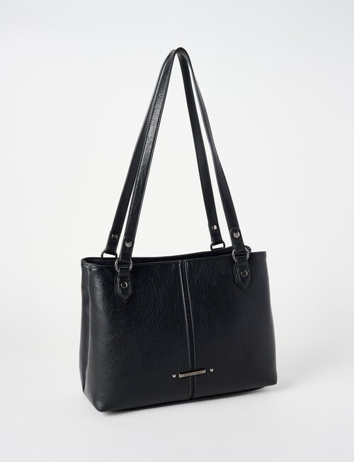 Pronta Moda Saddle Stitch Shopper Bag, Black product photo