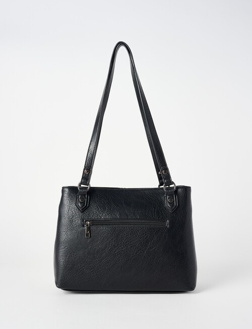 Pronta Moda Saddle Stitch Shopper Bag, Black product photo View 02 L