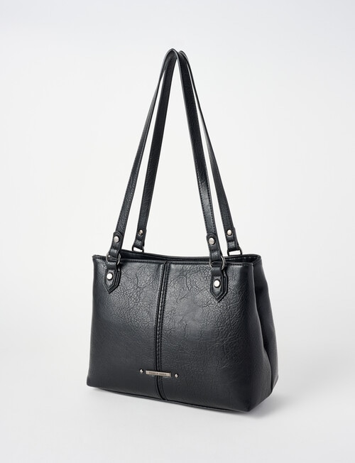 Pronta Moda Saddle Stitch Shopper Bag, Black product photo View 03 L