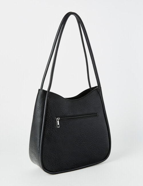 Pronta Moda Piped Shopper Bag, Black product photo View 02 L